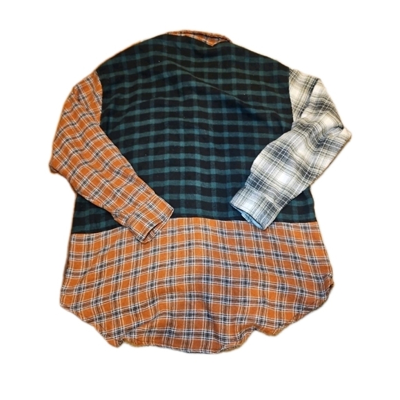 Just Polly Womens Flannel Mixed Plaid Button Down Long Colorful Sleeve Blouse S - Picture 6 of 9